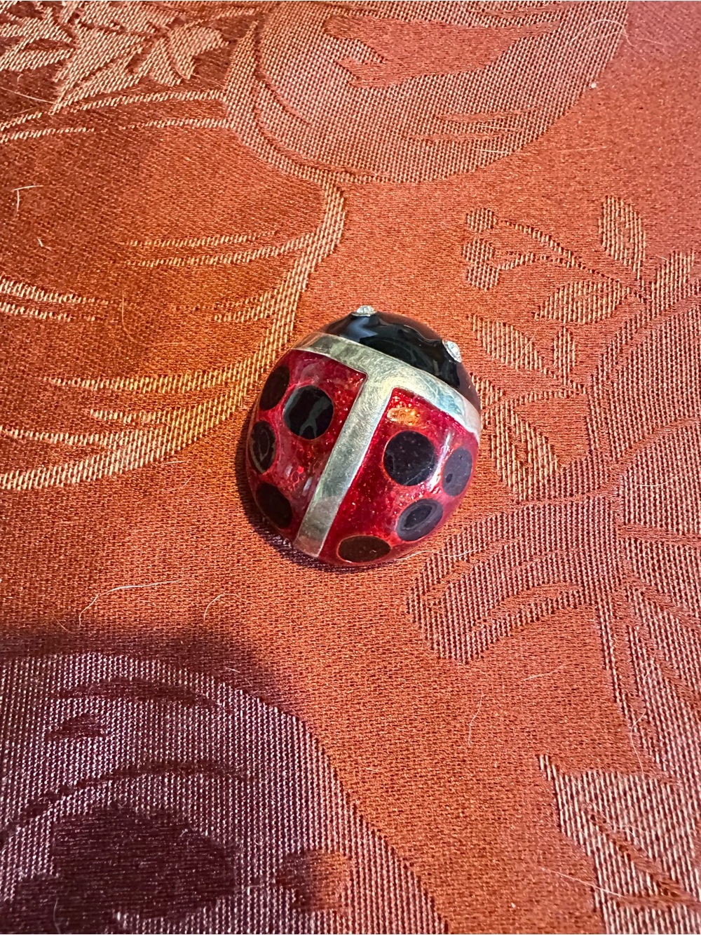 MJ Red Ladybug Enamel Pin Brooch with Black Spots